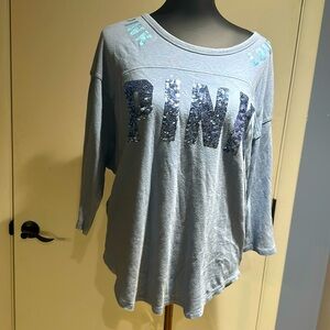 Victoria Secret PINK oversized blue sequin shirt size medium